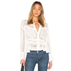 IRO White Keola sheer panelled lace button up Blouse size 40